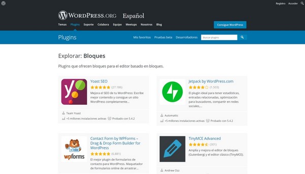 Repositorio oficial de Plugins para WordPress